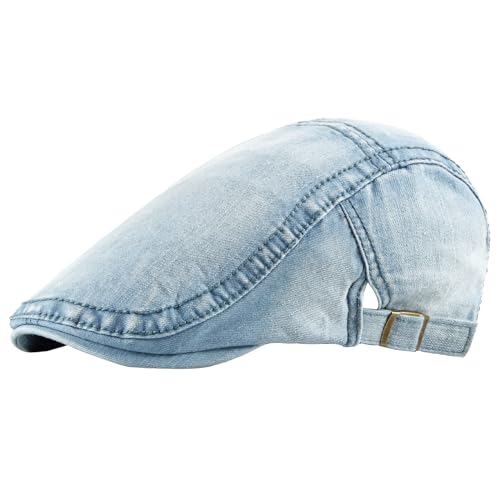 meioro Frauen Denim Newsboy Cap Baumwolle Flache Kappe Ivy Gatsby Driving Hunting Gatsby Cabbie Hats für Männer von meioro