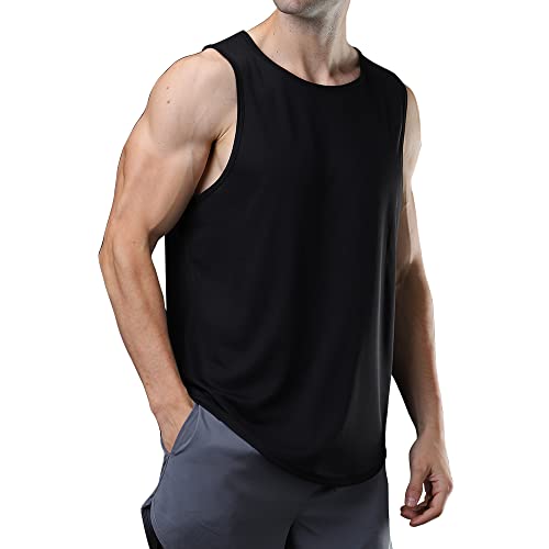 meioro Herren Mesh Tank Top, Atmungsaktives Ärmellose Shirt Angepasste Muskelshirt, Sport Rundhals Tank Tops Männer Sommer Gym Workout Funktionsshirt Bodybuilding Fitness Unterhemd(Schwarz,S) von meioro