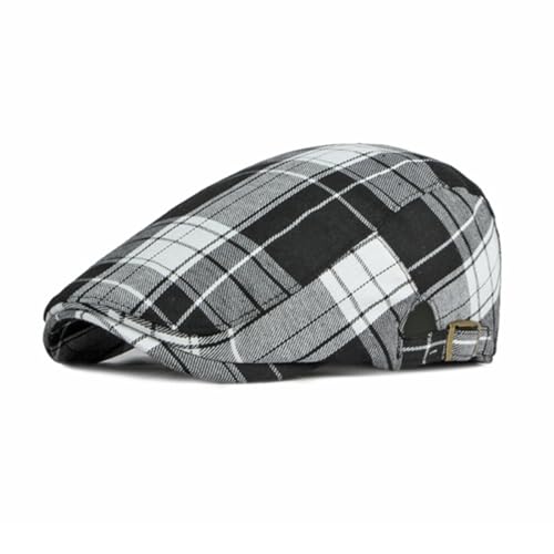 meioro Herren gestreifter Karierter Newsboy Hut Cabbie Beret Ivy Flat Cap Verstellbare Gatsby Hut Jagd Fahren Verstellbare Kappe von meioro