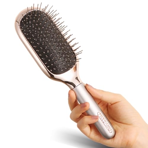 Melbang Haarbürste für dickes, lockiges, dünnes, langes, kurzes, nasses oder trockenes Haar, verleiht Glanz und macht das Haar glatt, Kamm, Paddel-Haarbürste für Männer, Frauen, Kinder (Silber) von melbang