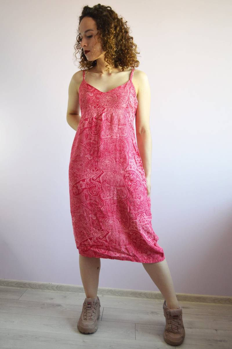Vintage Kleid, 90Er Kleid Strand Urlaub Festival Rosa Midi M, Sommer Kleidung von mellinaVINTAGE