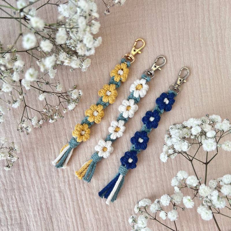 Makramee Schlüsselanhänger Zoe Blumen Anhänger Geschenk Idee Boho von melluccio