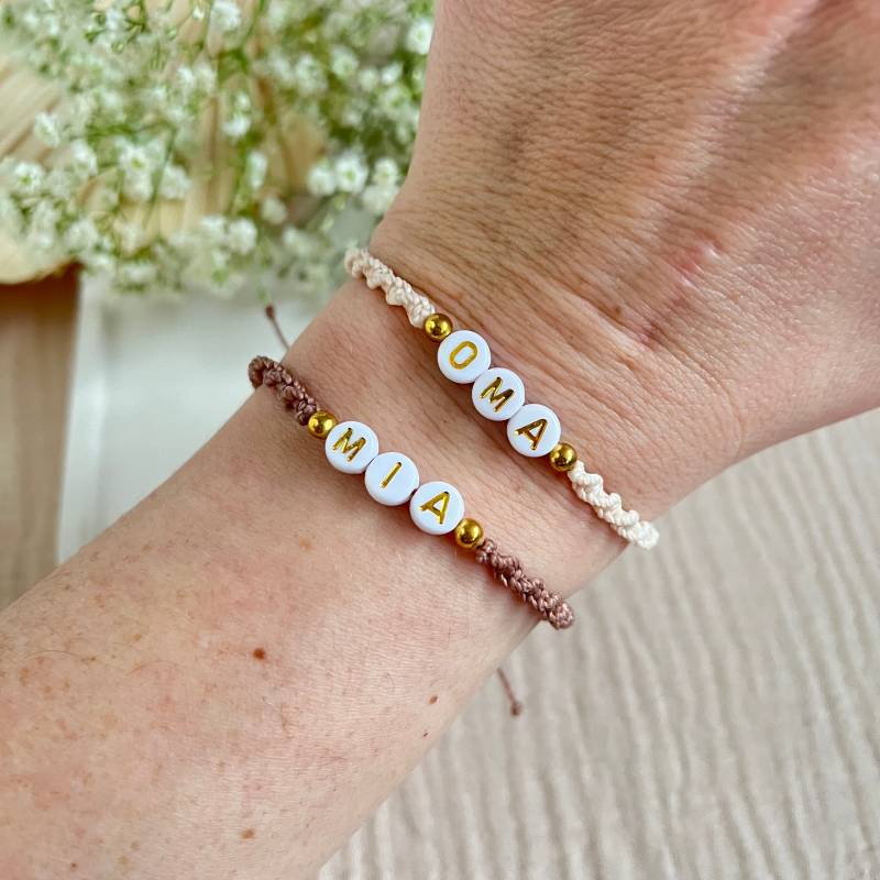 Personalisiertes Makramee Armband Name Perlen Schmuck Boho von melluccio