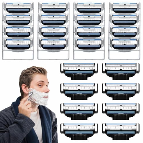 24 Stück Rasierklingen für Männer,Ersatzklingen für Nassrasierer Herren,Dreischichtig Klingen Nachfüllungen,Rasierer Klingen Kommt mit Schmierstreifen,Zur Reinigung von Bart und Körperhaaren von mellystore