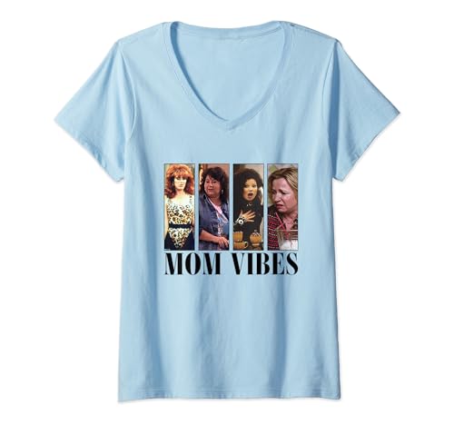 Damen Mom Vibes Sitcom Mom Cool Muttertag Muttertag Vibes 70er Jahre T-Shirt mit V-Ausschnitt von memetrend