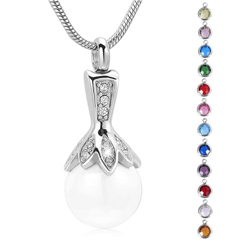 Birthstone personalisierte echte Perle Kremation Urne Anhänger Asche Halskette Beerdigung Keepsake von memorial jewelry