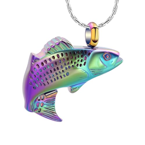 Einäscherungsschmuck für Asche Edelstahl Fisch Form Design Memorial Urn Halskette Keepsake Schmuck Geschenk Männer Frauen Multifunktions-Halskette von memorial jewelry