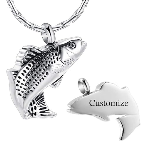 Einäscherungsschmuck für Asche Edelstahl Fisch Form Design Memorial Urn Halskette Keepsake Schmuck Geschenk Männer Frauen Multifunktions-Halskette von memorial jewelry