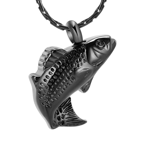 Einäscherungsschmuck für Asche Edelstahl Fisch Form Design Memorial Urn Halskette Keepsake Schmuck Geschenk Männer Frauen Multifunktions-Halskette von memorial jewelry