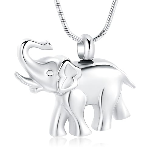 Einäscherungsschmuck für Asche Elefantenform Edelstahl Andenken Memorial Anhänger Medaillon Urne Halskette für Tier/Mensch von memorial jewelry