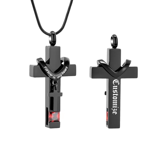 Für immer in meinem Herzen Birthstone personalisierte Doppelkreuz Urne Anhänger Kremation Schmuck für Asche Kreuz Asche Keepsake von memorial jewelry