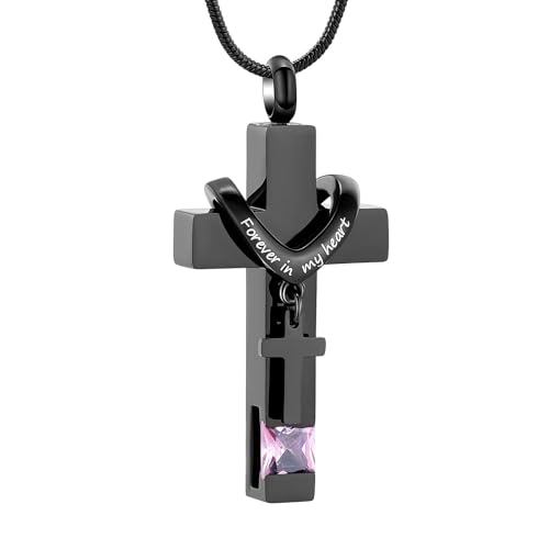 Für immer in meinem Herzen Birthstone personalisierte Doppelkreuz Urne Anhänger Kremation Schmuck für Asche Kreuz Asche Keepsake von memorial jewelry