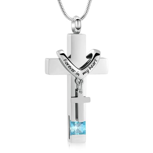 Für immer in meinem Herzen Birthstone personalisierte Doppelkreuz Urne Anhänger Kremation Schmuck für Asche Kreuz Asche Keepsake von memorial jewelry