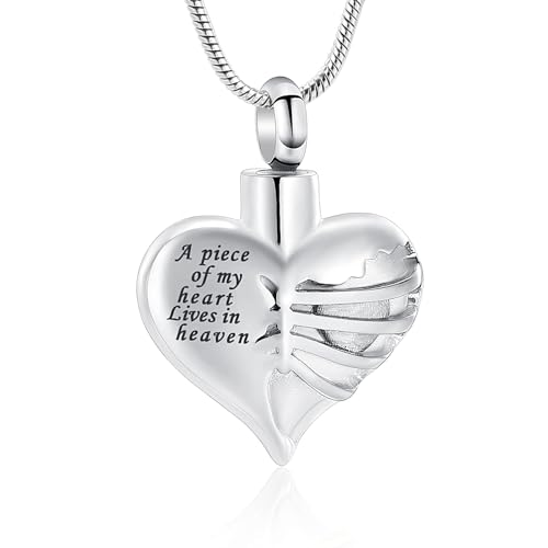 Heart Cremation Urn Necklace Anhänger für menschliche Asche - Ein Stück meines Herzens lebt im Himmel Memorial Keepsakes Kremationsschmuck von memorial jewelry