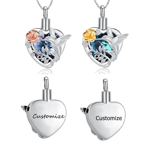 Hummingbird Einäscherungsschmuck Kristall Herz Urne Asche Halskette für Frauen Männer Memorial Keepsake Halskette von geliebten Menschen von memorial jewelry