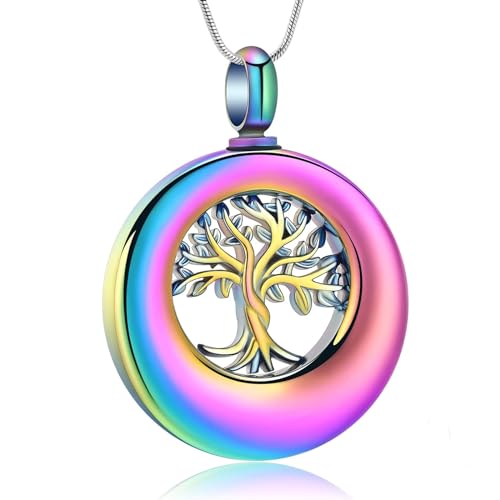 Kreis des Lebens Urne Halskette für Asche Edelstahl Eternity Keepsake Memorial Kremation Schmuck für Asche Anhänger Medaillon von memorial jewelry