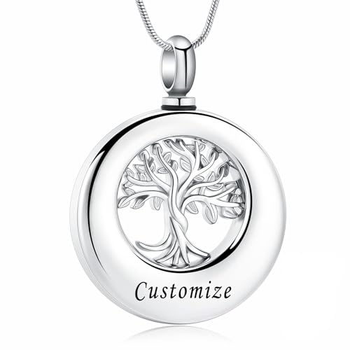 Kreis des Lebens Urne Halskette für Asche Edelstahl Eternity Keepsake Memorial Kremation Schmuck für Asche Anhänger Medaillon von memorial jewelry