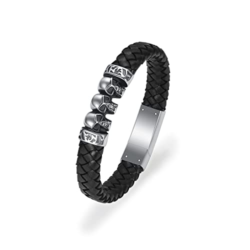 Kremation Schmuck Schädel Urne Armband für Asche für Männer Frauen Keepsake Memorial Manschette Armreif geflochtenes Lederarmband Kremation Armband von memorial jewelry