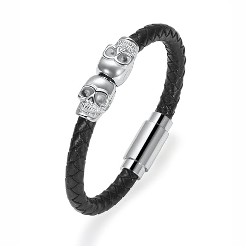 Kremation Schmuck Schädel Urne Armband für Asche für Männer Frauen Keepsake Memorial Manschette Armreif geflochtenes Lederarmband von memorial jewelry