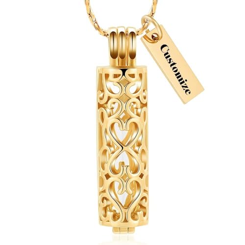 Kremation Schmuck Urne Halskette für Asche Anhänger mit hohlen Glas Vial Zylinder Kremation Keepsake Memorial Lockets Asche Halter für Frauen Männer Haustier von memorial jewelry