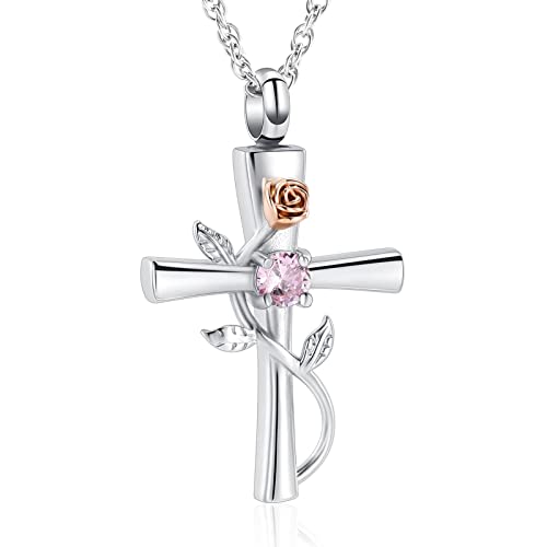 Kreuz Urnenhalskette für Asche Geburtsstein Rose Blume Kremationsschmuck für Frauen Gilrs Keepsake Memorial Asche Anhänger Kreuz Urnenhalskette für Asche Geburtsstein Rose Blume Kremationsschmuck für Frauen Gilrs Keepsake Memorial Asche Anhänger von memorial jewelry