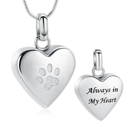 Pet Einäscherung Schmuck für Asche Anhänger Paw Print Pet Heart Urn Halskette Memorial Keepsake Schmuck für Haustier/Hund/Katze Asche von memorial jewelry