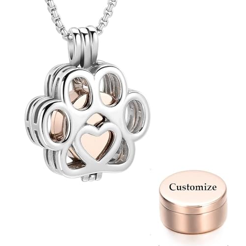 Pet Einäscherung Schmuck für Asche für Hund/Katze Pfote Edelstahl Memorial Locket Urne Halskette innerhalb Mini Fall Keepsake Einäscherung Schmuck Frauen Männer von memorial jewelry