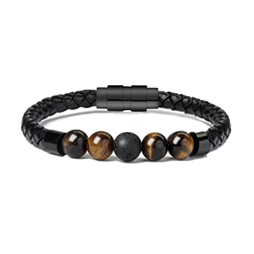 Urnen Armband Für Asche - Kremation Schmuck Lava Stein Urne Armband für Asche für Frauen Männer Chakra Healing Balancing Echtes Leder Memorial Armbänder von memorial jewelry