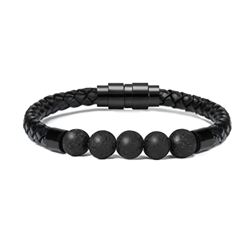 Urnen Armband Für Asche - Kremation Schmuck Lava Stein Urne Armband für Asche für Frauen Männer Chakra Healing Balancing Echtes Leder Memorial Armbänder von memorial jewelry