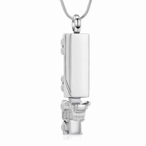 Urnen-Halskette für Asche für Männer Erwachsene Edelstahl 18 Wheeler Semi Truck Einäscherung Schmuck Urne Anhänger Asche Halter Memorial Locket von memorial jewelry