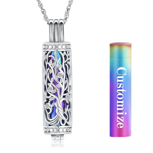 Zylinder Kremation Schmuck Baum des Lebens Urne Asche Halskette für Frauen Männer Fläschchen Kremation Asche Anhänger Geliebte Memorial Schmuck von memorial jewelry