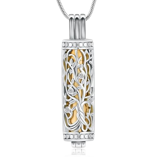 Zylinder Kremation Schmuck Baum des Lebens Urne Asche Halskette für Frauen Männer Fläschchen Kremation Asche Anhänger Geliebte Memorial Schmuck von memorial jewelry