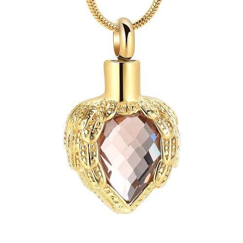 memorial jewelry Gold Angel Wings Glass Heart Urn Pet/Human Kremation Anhänger Halskette Schmuck für Asche von memorial jewelry