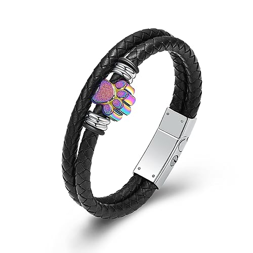Hund Pfote Urne Armband für Asche geflochtenes Leder Einäscherung Schmuck für Asche für Hund Katze Keepsake Armreif Hund Pfote Urne Armband für Asche geflochtenes Leder Einäscherung Schmuck für Asche für Hund Katze Keepsake Armreif von memorial jewelry