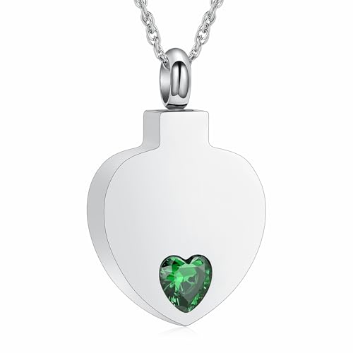 memorial jewelry Urnen-Halskette mit Kristallherz, ewiges Andenken, Anhänger für Asche, die sich an geliebte Menschen erinnern, Edelstahl, Kein Edelstein von memorial jewelry
