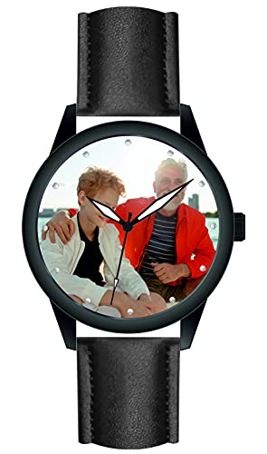memories Fotouhr personalisierte Uhr 41mm 3BAR Schwarze Uhr mit Bild Made in Germany von memories
