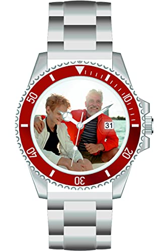 memories Uhr mit Bild Fotouhr Ø40mm Edelstahl Armband 3BAR Datumsanzeige Made in Germany von memories