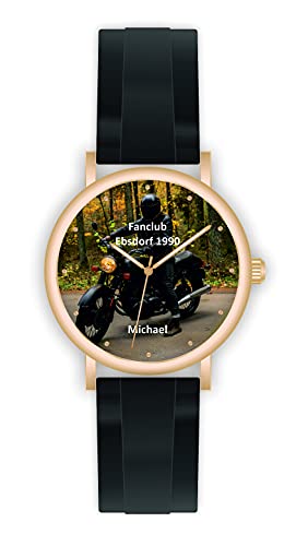 memories Uhr mit Foto Unisex Rosegold 40mm Silikonband schwarz Quartz Made in Germany von memories