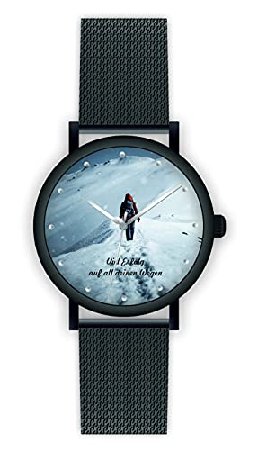 memories Uhr mit Foto personalisiertes Geschenk 40mm Meshband schwarz 3BAR Wasserdicht von memories