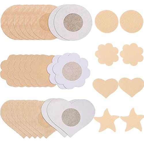 mengger 60 Paare Nipple Cover dünn Waterproof Brustwarzen Abdeckungen Einweg Brustpasteten Selbstklebende Nippel Abdeckungen wasserdichte Unsichtbare Satin Nippelabdeckung Brust Aufkleber Nippelpads von mengger