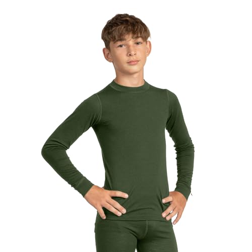 menique 100% Merinowolle Kinder Thermo Langarmshirt, Funktionsunterwäsche, Atmungsaktiv, Outdoor Shirt für Jungen & Mädchen, Wandern, Reisen, Radfahren, Sport, Unterhemd, Dunkelgrün, 158-164cm menique 100% Merinowolle Kinder Thermo Langarmshirt, Funktionsunterwäsche, Atmungsaktiv, Outdoor Shirt für Jungen & Mädchen, Wandern, Reisen, Radfahren, Sport, Unterhemd, Dunkelgrün, 158-164cm von menique