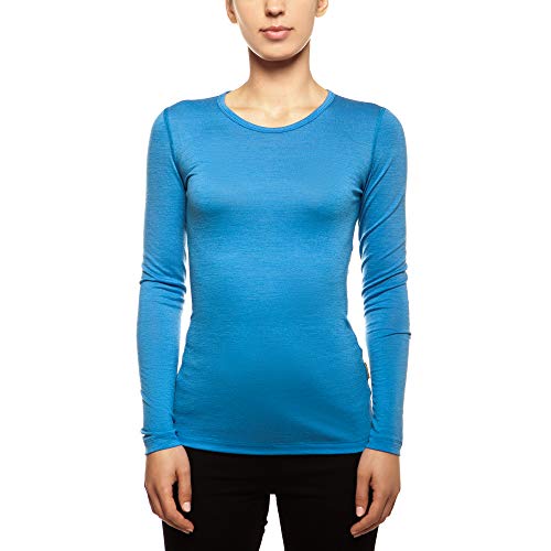 menique Damen Langarmshirt, leichtes Trainings-Top, Baselayer aus Bio-Merinowolle Gr. Small, hellblau von menique