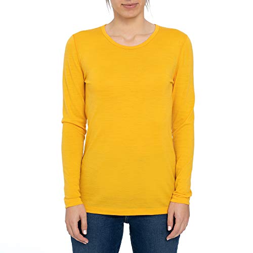 menique Damen-Shirt, langärmlig, leicht, Bio-Merinowolle Gr. Small, Power Mango von menique