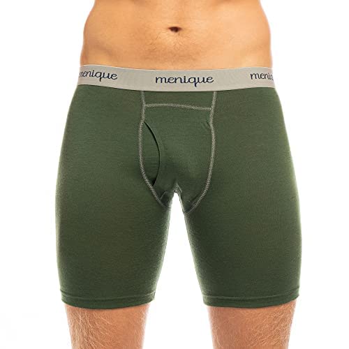 menique Herren Boxershorts Atmungsaktiv 100% Merinowolle Unterwäsche, dunkelgrün, XL von menique