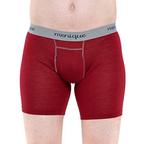 menique Herren Boxershorts Atmungsaktiv 100% Merinowolle Unterwäsche Gr. L, Königsblau Kirsche von menique