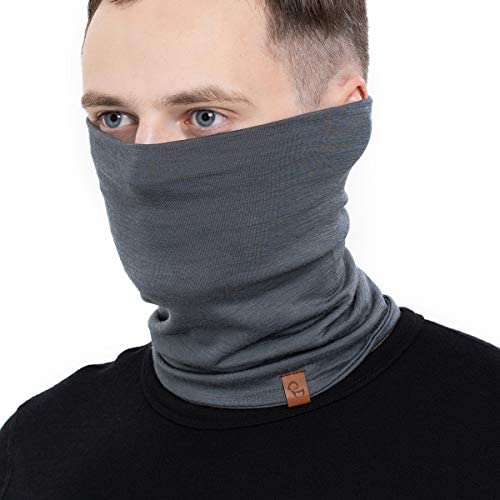 menique Herren Neck Gaiter Multifunktionale Winddichte 100% Merinowolle (One Size, Perfect Grey) von menique