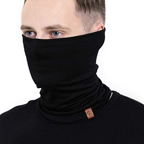 menique Herren Neck Gaiter Multifunktionale Winddichte 100% Merinowolle (One Size, Schwarz) von menique