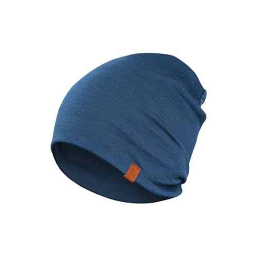 menique Sportmütze Herren Merinowolle Beanie Mütze Unisex Thermo Laufmütze Helm Unterziehmütze Atmungsaktive Funktionsmütze für Laufen Skifahren Radfahren Snowboarden Jeansblau von menique