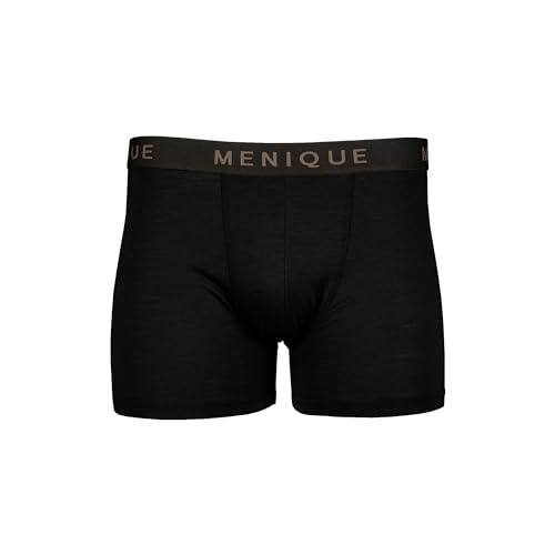 menique Merinowolle Unterwäsche Herren Boxershorts Unterhose Unterhose für Männer Boxershorts Weiche Atmungsaktive Geruchsfreie Unterwäsche für Männer, Schwarz, L von menique