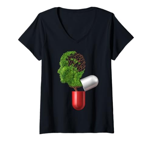 Damen Psychiatrie und Psychiater psychische Gesundheit T-Shirt mit V-Ausschnitt Damen Psychiatrie und Psychiater psychische Gesundheit T-Shirt mit V-Ausschnitt von mental health symbol of Psychiatry